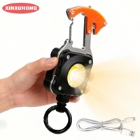 Mousqueton XXH-PE02 en alliage métallique carré, porte-clés rétractable avec éclairage, accessoires pour la randonnée en extérieur et support de badge
