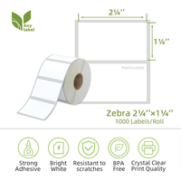 Rollo de Etiquetas Térmicas Directas Blancas de 2.25x1.25 Pulgadas, Etiquetas Autoadhesivas Impermeables para Códigos de Barras, para Inventario, Envíos y Paquetes
