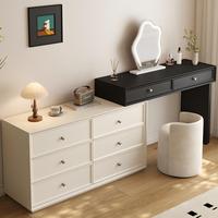 Coiffeuse rétractable style crème avec miroir LED Cloud, tiroirs en bois massif, table de maquillage de luxe pour chambre à coucher