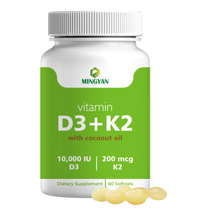 Gélules OEM/ODM sous marque privée, Complexe 2-en-1, 1000 UI Vitamine D3 Vitamine K2, favorise l'absorption du calcium, santé osseuse et immunitaire, pour adultes - Product Image 1