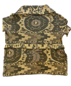 Cárdigan de solapa de punto de algodón con patrón de camuflaje de estilo casual con logotipo frontal - Product Image 2