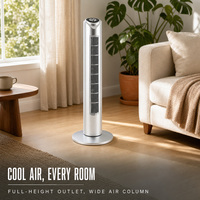 Ventilateur tour moderne électrique LED numérique sans pales, oscillant, avec brumisation et minuterie, pour usage extérieur et hôtelier