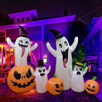 Décorations lumineuses LED d'Halloween transfrontalières gonflables K258, fantôme citrouille à langue collante, effrayantes pour l'extérieur