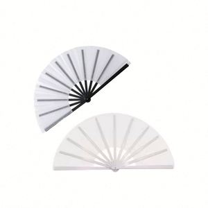 Clack 13 Inch White Polyester Fashion Hand Fan Blanks Customized Logo for Sublimation Promotional & Business Welcome <b>Gifts</b> - Product Image 1