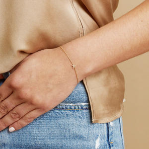 <span class=keywords><strong>Bracciale</strong></span> da ragazza con ciondolo iniziale in <span class=keywords><strong>argento</strong></span> Sterling 925 placcato in oro 18K 'a Zirconia che imposta gioielli di moda per feste regalo - Product Image 4