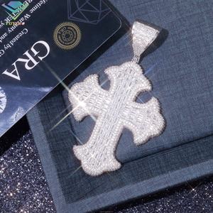 Fine Jewelry baguette Moissanite <b>Cross</b> Pendant S925 Silver <b>Gold</b> Plated Custom Chain Pendant for Jewelry Making Pendant Charms - Product Image 3