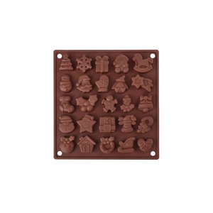 25-Hole Christmas Themed Silicone <b>Molds</b> Baking Cube Shape DIY <b>Cake</b> Chocolate Candy Icing Tray Included for Food Use - Product Image 1