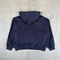 Hoodie Zipper Pria Oversize Bahan Tebal 345gsm Warna Navy, Bordir Logo Custom, Thermal Fleece, Model Boxy