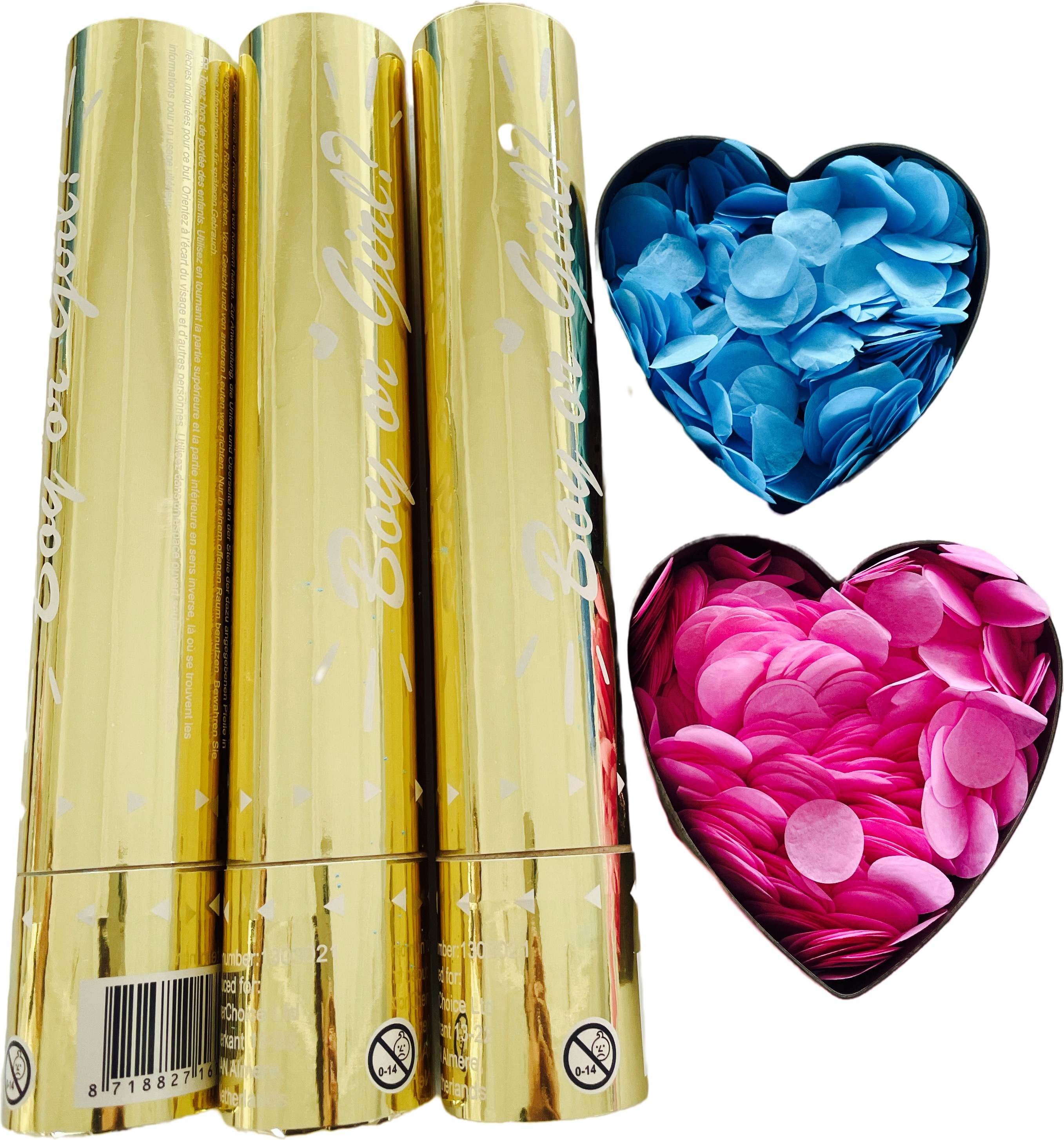 Лидер продаж 2021, пушки с конфетти, розовый и голубой пудры или биоразлагаемые конфетти для детского шоу, товары для вечеринок