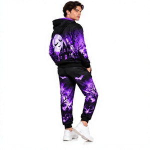 Conjunto Deportivo de Halloween para Hombre, Sudadera con Capucha y Pantalones Deportivos con Estampado Gráfico, Ropa Deportiva Informal de Forro Polar para Invierno - Product Image 2