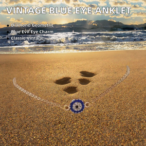 Tobillera Vintage de Aleación con Zirconia Engastada en Garra y Ojo de Diablo Azul, para Amantes, Niños, Vacaciones en la Playa, Fiesta, Regalo de Joyería - Product Image 2