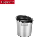 HIGHWIN Poubelle en acier inoxydable personnalisée pour café expresso Barista Knock Box Poubelle avec barre en caoutchouc