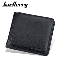 Dompet Pendek Pria Kulit Asli Baru dari Baellerry dengan Banyak Slot Kartu, Dompet Sederhana Retro Kecil untuk Pria