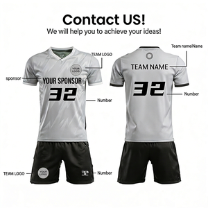 Maillots de football personnalisés en gros 100% polyester respirant à séchage rapide antibactérien col en V manches courtes nom d'équipe et marque personnalisés - Product Image 4