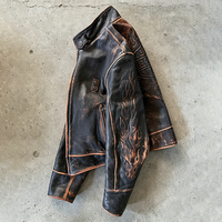 Veste en cuir véritable pour homme YSJY OEM personnalisée, automne-hiver, col à revers, style motard, cuir de vachette tanné végétal, vintage