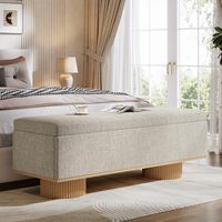 Tribesigns 50 Zoll Gepolsterte Klappbare Aufbewahrungsbank mit Sitzkissen 150 kg Tragkraft für Eingangsbereich Schlafzimmer Wohnzimmer Beige