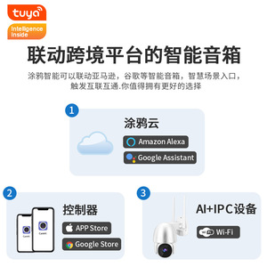 Caméra de surveillance intérieure sans fil Tuya 3MP, vision nocturne WiFi à 360 degrés, sécurité domestique avec stockage dans le cloud - Product Image 3