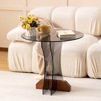 Table basse en verre de style luxe léger, forme créative, table d'angle minimaliste, petite table d'appoint pour canapé ou chevet
