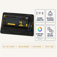 Ensemble clavier et souris de jeu 3 en 1, 3 modes, 20 effets RGB, interrupteurs rouges silencieux, 2 couleurs, pour bureau d'e-sport