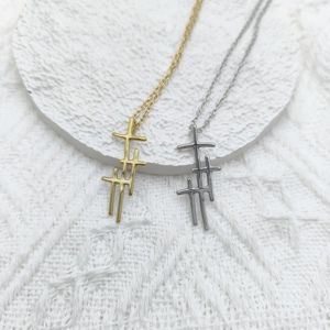316 L Acero inoxidable Fiel Luz Tres Cruz Collar <span class=keywords><strong>Esperanza</strong></span> en Cristo Tres Cruz Joyería Delicado Collar diseñado - Product Image 3
