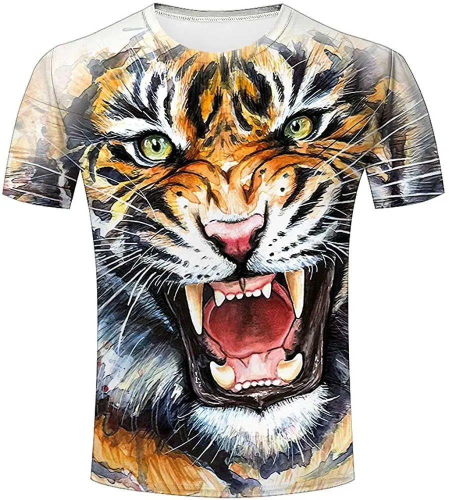 Camiseta estampada animal tiger, venda quente 3d para homens, camiseta lisa para impressão
