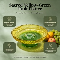 En gros, Bol à fruits en verre cannelé sur piédestal, dégradé jaune-vert, centre de table pour la maison, présentoir pour collations et bonbons