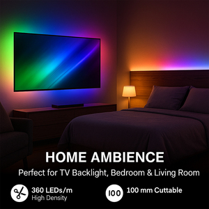 WS2811 pita LED RGBIC warna impian, lampu setrip LED COB pintar 360/576/720LED/<span class=keywords><strong>m</strong></span> dapat disesuaikan - Product Image 5