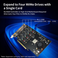 고속 NVMe 스토리지 확장 솔루션 PCIe4.0 X8 4포트 M.2 카드 IX8024 칩셋 서버 AI 워크스테이션 영상 편집 16GT/s