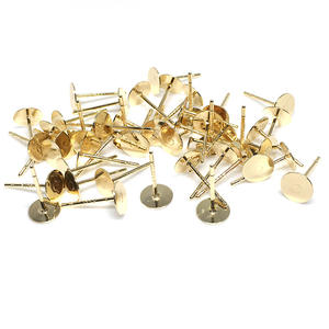 Pendientes de cabeza plana de 6mm con relleno de oro de 14K, aguja de cobre blanco 925, accesorio de joyería DIY, tachuelas de Base plana perla, retención de Color de 5mm - Product Image 1