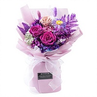 Bouquet de roses violettes résistantes, fleurs éternelles durables 1 à 3 ans, cadeau pour anniversaire, fête des mères