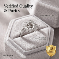 Bague de fiançailles semi-montée en or blanc 18 carats avec tête d'étoile pavée, diamant rond, bande conique ornée, monture vintage, vente en gros, MOQ 1