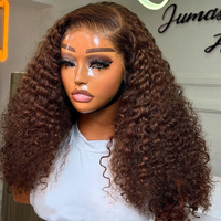 Peluca de encaje frontal HD sin pegamento, 200% de densidad, cabello humano virgen vietnamita, peluca completa de encaje 13x4 rizada marrón birmana al por mayor para mujer