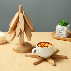 3PCS <b>Tree</b> Design Stand Wooden Decorative Anti Scald Heat Resistant Table Mat Wood Placemats <b>Pot</b> - Product Image 2