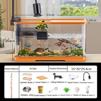 Aquarium cylindrique robuste pour poissons et tortues avec plateforme de basking |   Plastique |   Nettoyage facile |   Utilisation sur le bureau du salon |   2 pièces MOQ Vente en gros