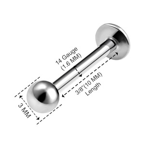 Tête de remplacement en acier inoxydable pour piercing de lèvre ou de langue, bijoux unisexes - Product Image 3