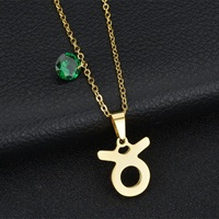 Collar con Colgante de Piedra de Nacimiento de Circonita, Chapado en Oro de 18K, Multicolor, Económico, para Mujer, con Signo Zodiacal Brasileño, XRNH4