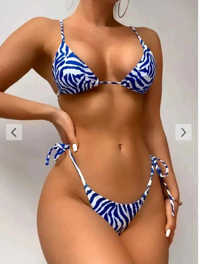 Double Layers Digital Printing Swimsuit Beachwear Thong Bikini Woman Swimwear Sexy Bikini Set Micro Bikinis