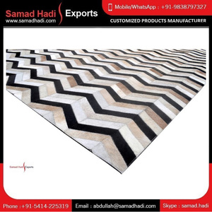 Indian Manufacturer of Leather Cowhide Rug Embroidered Rug Wool Rug Kids Carpet <b>Pad</b> Home Carpet Handmade Carpets for Sale - Product Image 4