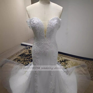 Lace Mermaid Wedding Dress Off Shoulder Sweetheart Applique Bridal Gown Long Train Elegant 2026 Style - Product Image 4