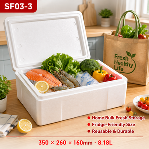 Caja de <span class=keywords><strong>Espuma</strong></span> EPS SF03 3 350x260x160mm Contenedor de Envío para Mariscos Congelados, Revestimiento Práctico para Pescado Espada, Suministro al por Mayor - Product Image 2