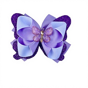 Elegante Handgemachte Kinder-Haarschleife im Süßen Stil mit Schmetterling, Glitzer, Satinband und Ripsband, Alligator-Clip für Partys, Kartonverpackung - Product Image 6