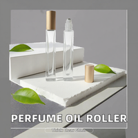 Flacon de parfum roll-on carré mince en verre épais de 10 ml, rechargeable, transparent, avec bille en acier, personnalisable avec LOGO