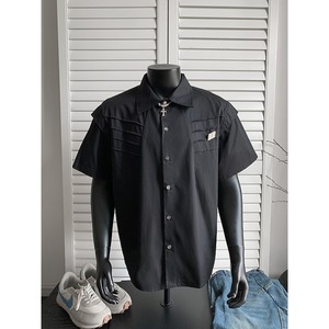 Niche Deconstructed Split Shoulder Pad White Loose Pleated Oversized Long Vintage <b>Cardigan</b> Metal Design Sense Shirt Male - Product Image 3