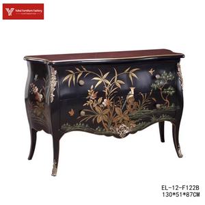 خزانة أمريكية مزينة بورق ذهبي أسود مع رسومات زهور وطيور، لغرفة المعيشة، خزانة ديكور على الطراز الصيني للردهة - Product Image 3