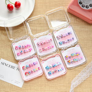 2026 Nuevo Set de 10 <span class=keywords><strong>Uñas</strong></span> Postizas Cuadradas Cortas con Diamantes de Imitación para Niñas, Regalo Infantil, <span class=keywords><strong>Uñas</strong></span> Postizas de Material ABS con Pegamento - Product Image 1