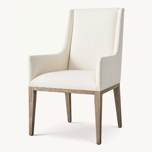 Sillón Tapizado en Tela de Madera Maciza con Acabado Envejecido, Estilo Rústico Francés Vintage, Ecológico y Duradero, para Comedores de Hotel - Product Image 4