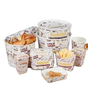 صندوق تقديم الغداء بطاطس مقلية دجاج بشعار مخصص صناديق ورقية لتعبئة الوجبات السريعة البرجر الهامبرجر