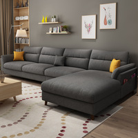 Canapé en tissu coton et lin, éponge, amovible, lavable, pliable, minimalisme moderne, en forme de L, ensemble complet pour salon, chaise d'angle