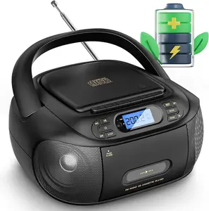 CD Cassette Player Boombox with Bluetooth Tape Recording, FM Radio, Super Bass, Aux/USB Drive