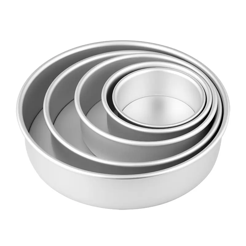 Silver anodized aluminum non-stick bakeware round baking pan cake mold With Removable Base